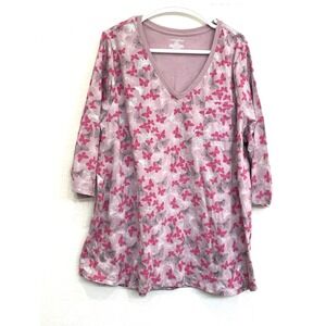 New! Lane‎ Bryant Top Pullover Shirt 22 / 24 Pink Purple Butterflies Tunic 3X